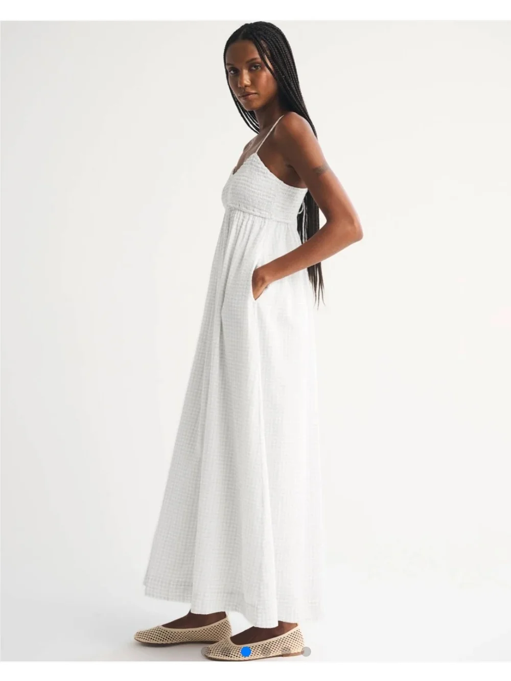 Abercrombie & Fitch White Smocked Maxi Dress